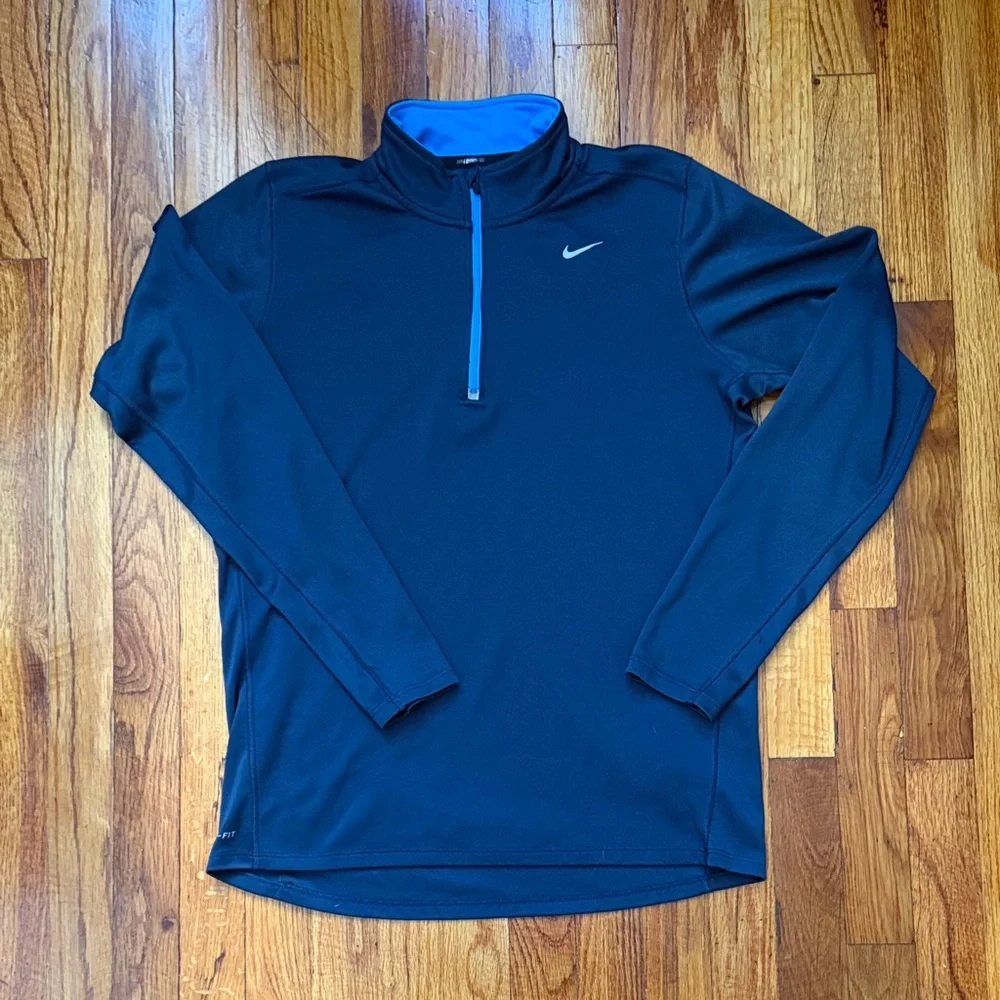 Nike Men's Navy Blue Performance 1/4” long sleeve shirt - Picture 1 of 10
